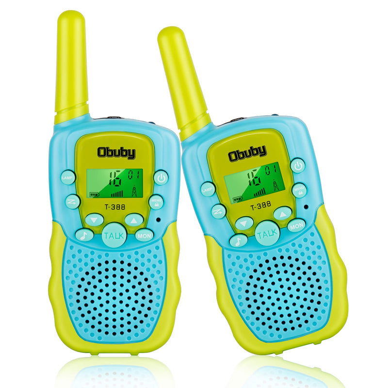 [Australia - AusPower] - Obuby Toys for 3-12 Year Old Boys Girls Walkie Talkies for Kids 22 Channels 2 Way Radio Gifts with Backlit LCD Flashlight 3 KMs Range Gift Toy for Boy Girl to Outside Adventure Blue & Green 