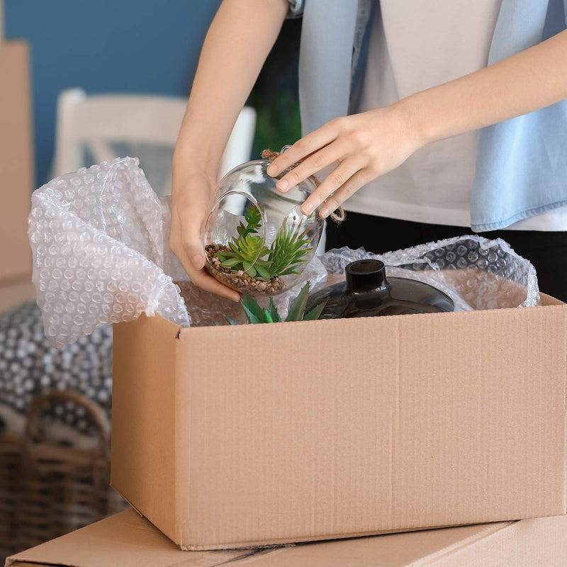 [Australia - AusPower] - Fuxury Bubble Cushion Wrap Roll, Air Bubble Cushioning Wrap Roll- 2 Rolls 72 Feet Total,Perforated Every 12",Included 20 Fragile Sticker Labels for Packaging Moving Shipping Boxes Supplies Transparent 12"x72' 