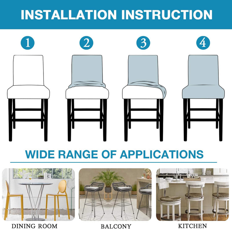 [Australia - AusPower] - High Stretch Bar Stool Cover Pub Counter Stool Chair Slipcover for Dining Room Cafe Furniture Chair Seat Cover Stretch Protectors Non Slip with Elastic Bottom Set of 2, Gray Grey 