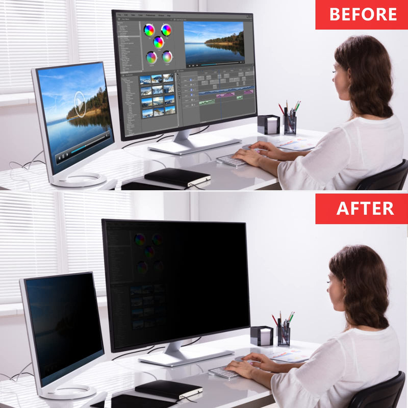 [Australia - AusPower] - PYS Monitor Privacy Screen 27 inch -for Widescreen Computer Monitor[16:9 Aspect Ratio], Anti-Spy/Anti Blue/Anti-Scratch Protector Film for Data confidentiality - (WxH:598mm x 377mm) Black 