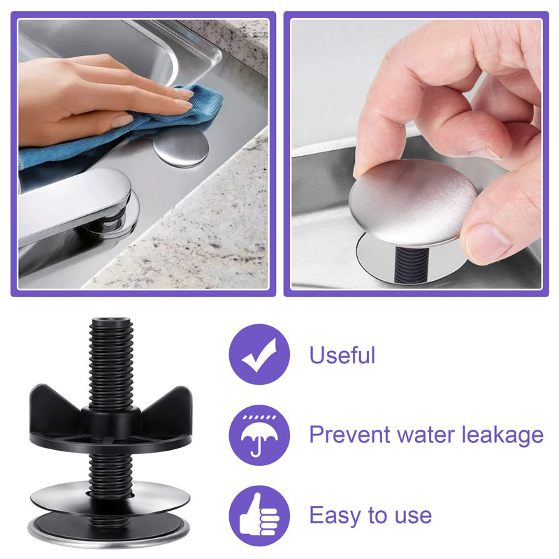 [Australia - AusPower] - HINZIC 6Pcs Kitchen Faucet Hole Cover Sink Tap Hole Plate Stopper Cover Brushed Metal Stainless Steel Plug Kitchen Sink Hole Cover 