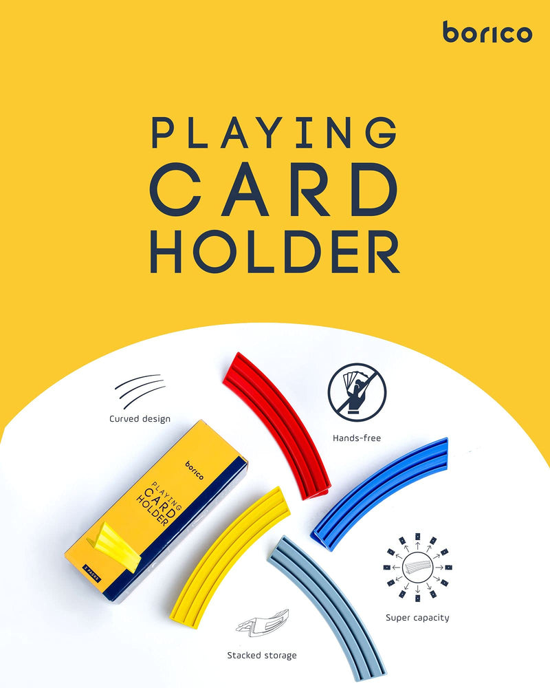 [Australia - AusPower] - Card Holders for Playing Cards - BORICO Hands-Free Playing Card Holder for Kids and Adults (Pack of 2), Portable & Stacked Storage Game Card Tray for Arthritis Patients with a Travel Pouch (Blue) Blue 