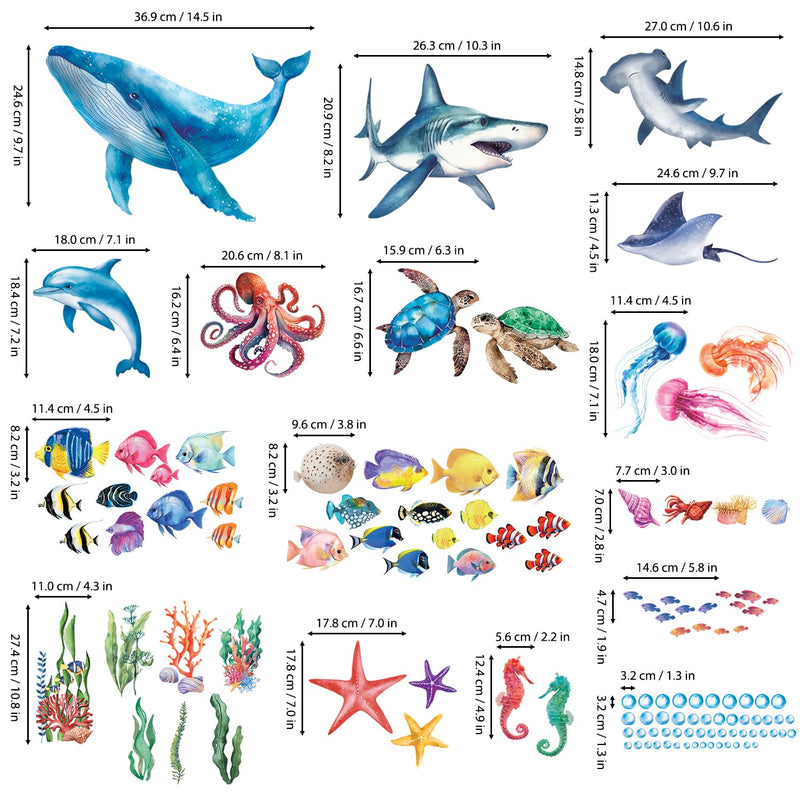 [Australia - AusPower] - DECOWALL DS12-8078 Sea Animals Wall Stickers Decals Baby Boys Bedroom Fish dÃ©cor Living Kids Nursery Ocean playroom Removable Room Seaweed Under Watercolor 