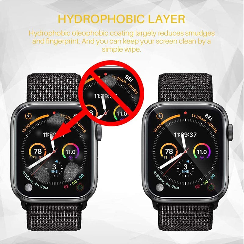 [Australia - AusPower] - Premium Hydrogel Screen Protector for Apple Watch 40mm Series 6/5 SE/ 4 SE, 6pcs High Sensitivity Smart Watch Transparent Soft Protection Film [Full Coverage] [Clear HD] (Not Tempered Glass) 