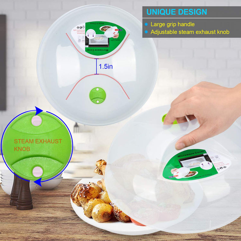 [Australia - AusPower] - Microwave Splatter Cover, Microwave Cover for Food, Large Microwave Plate Cover Guard Lid with Steam Vents Keeps Microwave Oven Clean, 11.5 Inch BPA Free & Dishwasher Safe-2 Pack 11.5*11.5x4.5 inches Green 