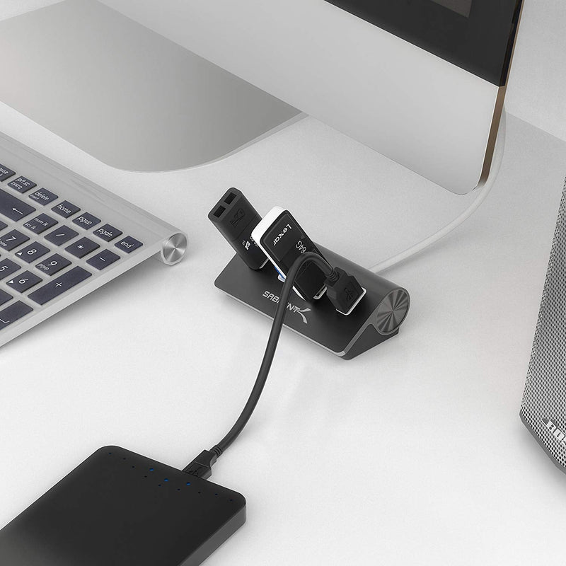 [Australia - AusPower] - SABRENT Premium 4 Port Black Aluminum USB 3.0 Hub (30" Cable) for iMac, MacBook, MacBook Pro, MacBook Air, Mac Mini, or Any PC [Black] (HB-MC3B) 