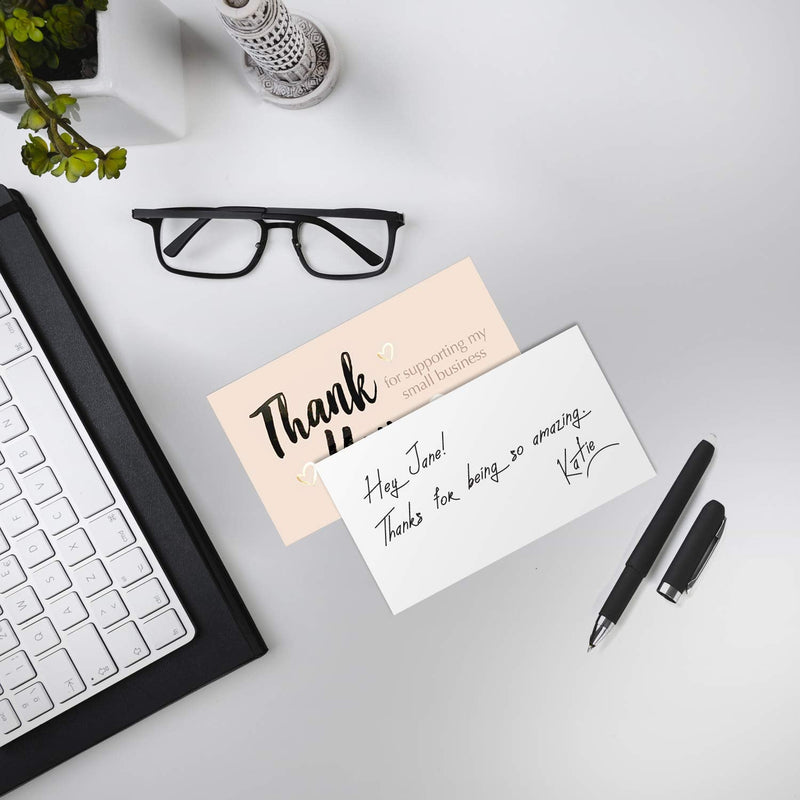 [Australia - AusPower] - Easykart 120 Thank You For Supporting My Small Business Cards, Gold Foil Business Card Size 3.5" x2", Thank You Cards for Online Retail Shop, Small Business, Customer Package Inserts 1 PACK 