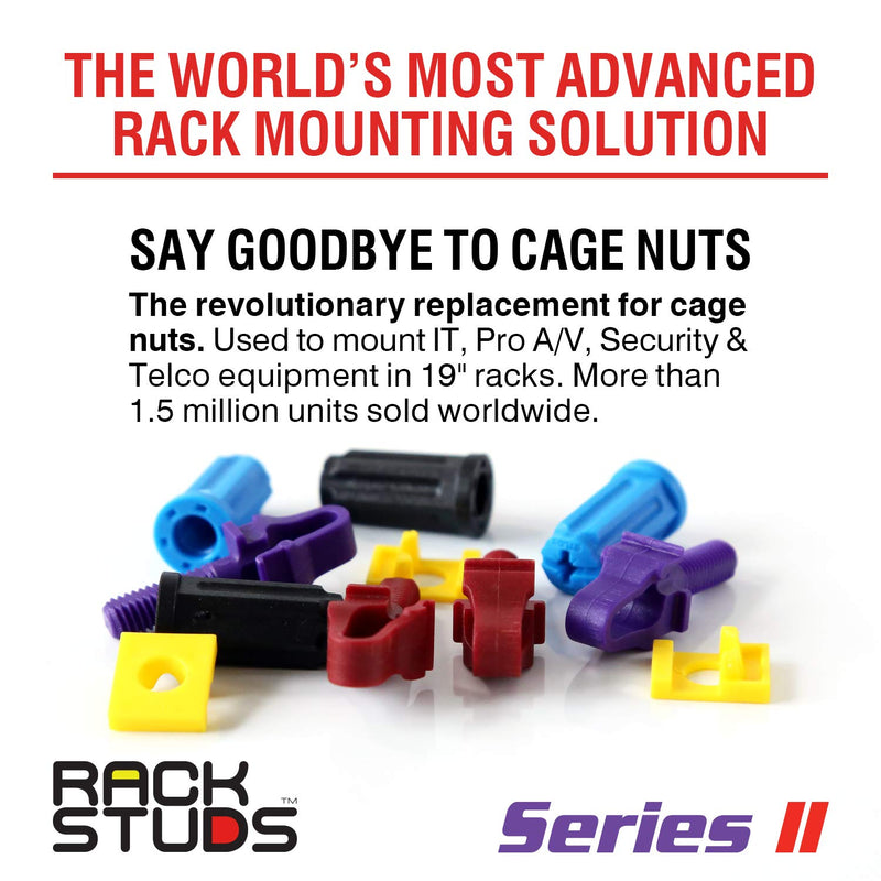 [Australia - AusPower] - Rackstuds 4C Rack Mount Solution Series II – No More Cage Nuts! The Easiest and Safest Server Rack Solution in 19" Racks with Square Punched Vertical Rails. Sample Pack Contains 4 of Each Size/Color 4 Pack Sample 