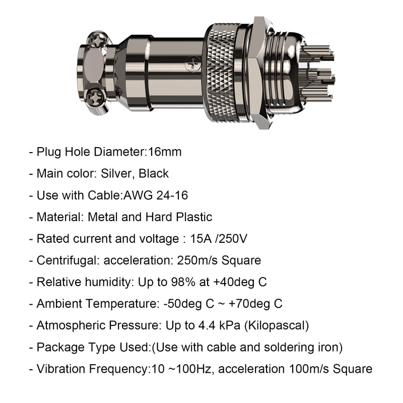 [Australia - AusPower] - Clyxgs Aviation Plug 6-Pin 16mm Metal Male Female Panel Connector GX16-6(Pack of 10) 6 Pin 