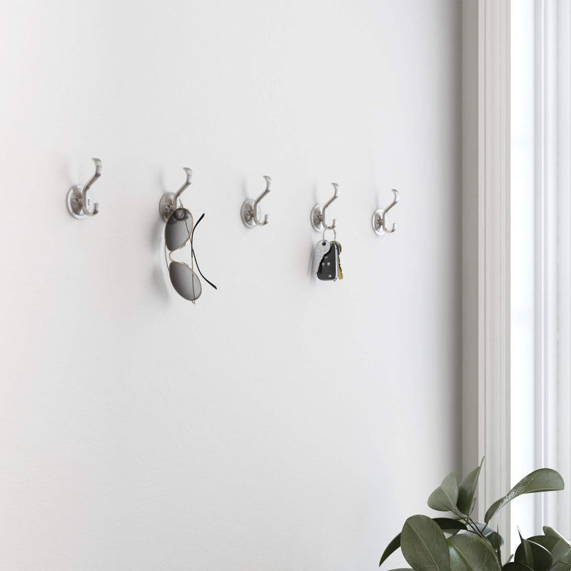 [Australia - AusPower] - Franklin Brass Coat and Hat Hook with Round Base Wall Hooks 5-Pack, Satin Nickel, B42307M-SN-C 5 Pack 