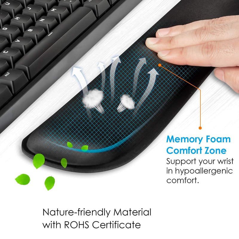 [Australia - AusPower] - Keyboard Wrist Rest, BamLue Memory Foam Pad Set for Easy Typing & Pain Relief for Laptop, Office & Home, Ergonomic Sets for Keyboard, Gel Mouse Wrist Rest, Smooth Fiber Cushion Wrist Support-Black Black 