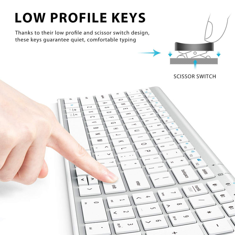 [Australia - AusPower] - iClever GK03 Wireless Keyboard and Mouse Combo - 2.4G Portable Wireless Keyboard Mouse, Rechargeable Battery Ergonomic Design and iClever BK10 Bluetooth Keyboard, Universal Wireless Keyboard and iClev 