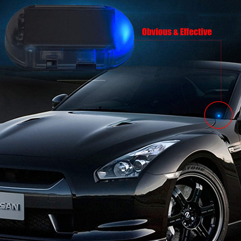 [Australia - AusPower] - PerfecTech Car Solar Power Simulated Dummy Alarm Warning Anti-Theft LED Flashing Security Light with New USB Port （Blue） 