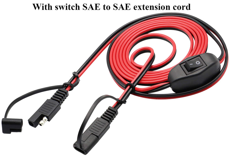 [Australia - AusPower] - AAOTOKK SAE Extension Cable 16 AWG Wire Harness 12V-24V DC SAE to SAE Cable with Switch Quick Connect/Disconnect Snap Action Cable for Motorcycle Cars,Camp Trailer Solar Panels(2.4m/7.8ft-Switch) 
