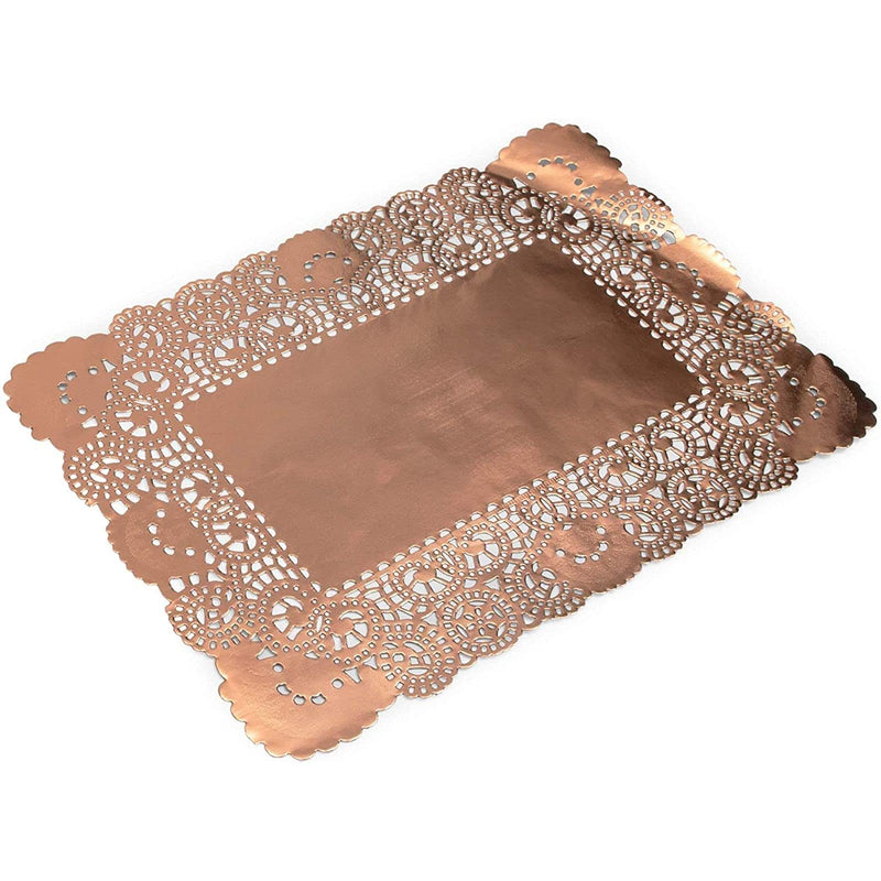 [Australia - AusPower] - Lace Paper Doilies, Rose Gold Foil Placemats (14 x 10 in, 60 Pack) 