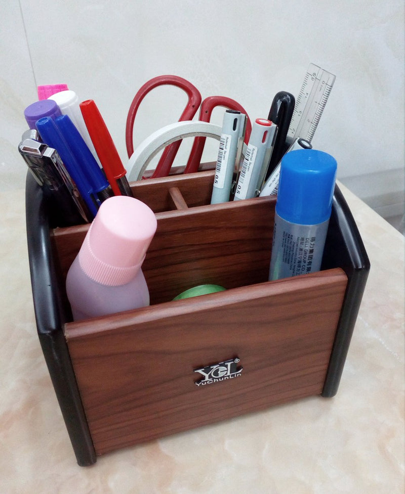[Australia - AusPower] - Rotating remote control holder, pen holder for desk,Wooden remote storage Organizer,TV remote control caddy@YCL872R Pen container 