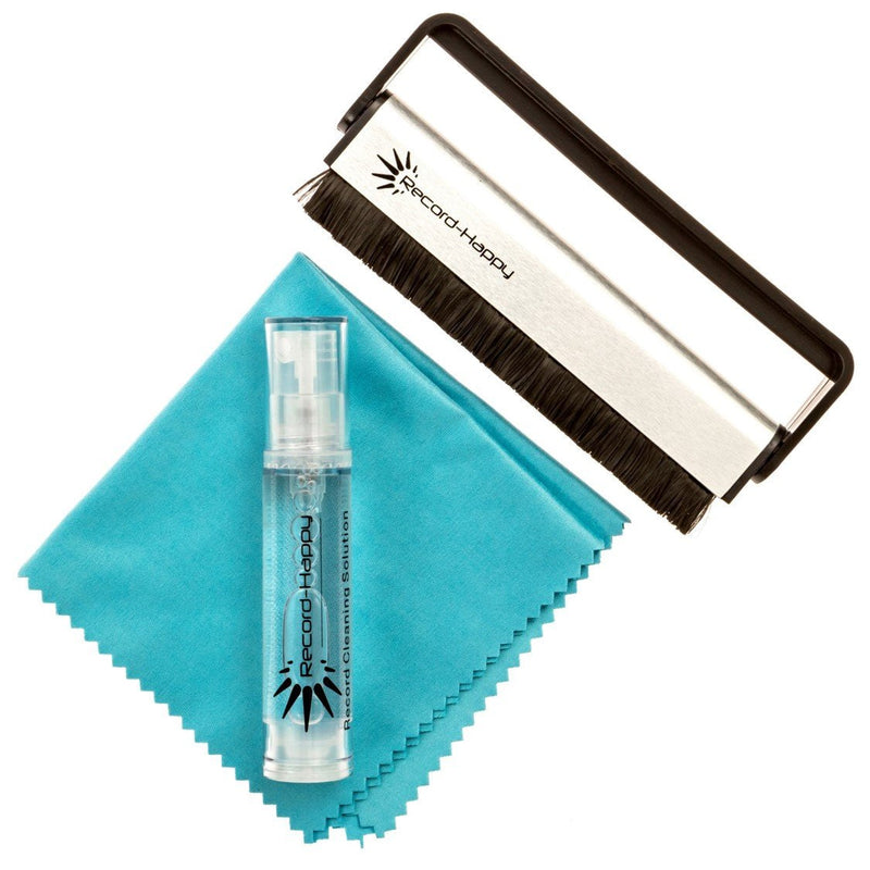 [Australia - AusPower] - Vinyl Record Cleaning Brush Set - Carbon Fiber Brush, Microfiber Cloth and Anti-Static Solution Kit by Record-Happy. Keep Your Prized Album Collection Like New 