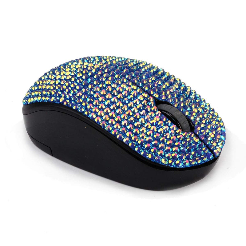 [Australia - AusPower] - Bling Dazzling 2.4GHz Wireless Silent Mouse Covered with Rhinestone Crystal, Crystallized Mouse with USB Receiver, Compatible with Notebook, PC, Laptop, Computer, MacBook,Great Gift (Blue) blue 