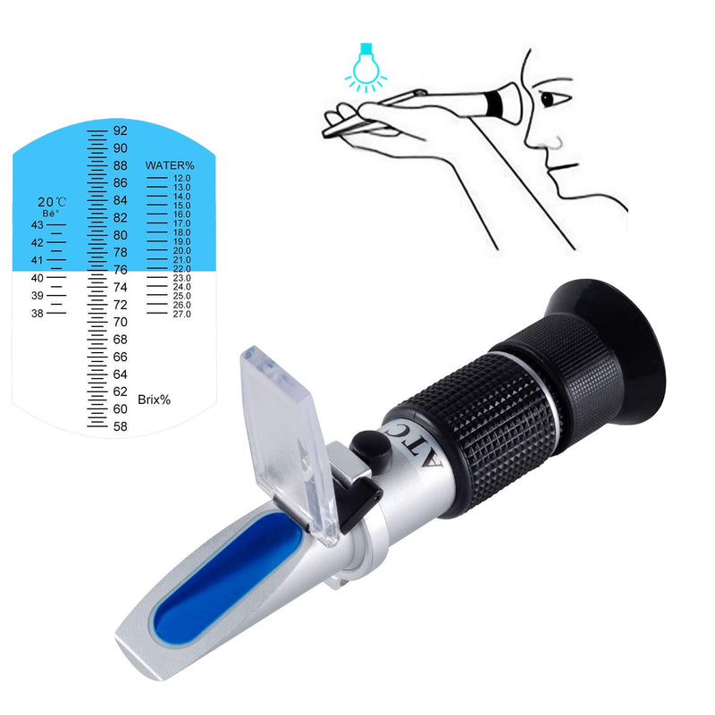 [Australia - AusPower] - Honey Refractometer with ATC - Tiaoyeer Refractometer for Honey Moisture, Brix and Baume, 58-90% Brix Scale Range Honey Moisture Tester (Honey Refractometer) Honey Refractometer 