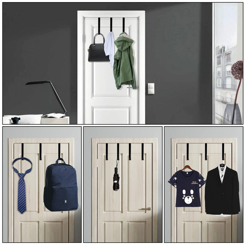 [Australia - AusPower] - DAJIANG Over The Door Hook, 4 Pack Z-Shaped Reversible Door Hooks, Fitting Two Sized Doors, Door Hangers for Hanging Clothes, Towels, Coats, and More Black 