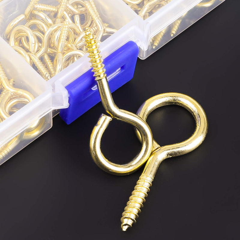 [Australia - AusPower] - DYWISHKEY 240PCS 12 Sizes Brass Plated Steel Eye Bolts Screw Eyes Assortment Kit 