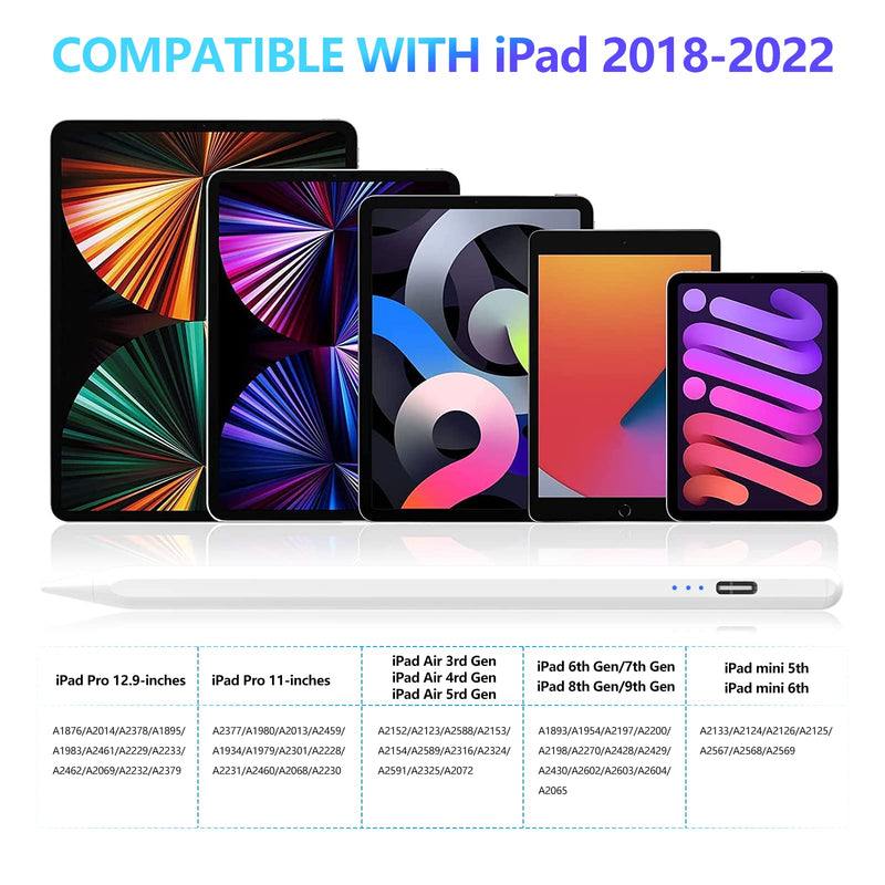 [Australia - AusPower] - Stylus Pen for iPad, Stylus Pencil for (2018-2022) iPad Pro 11/12.9, iPad 9th/8th/7th/6th Gen, iPad Air 5th/4th/3rd Gen, iPad Mini 6th/5th Gen for iPad Accessories Magnetic Stylus Pen with 4 Pen Heads 
