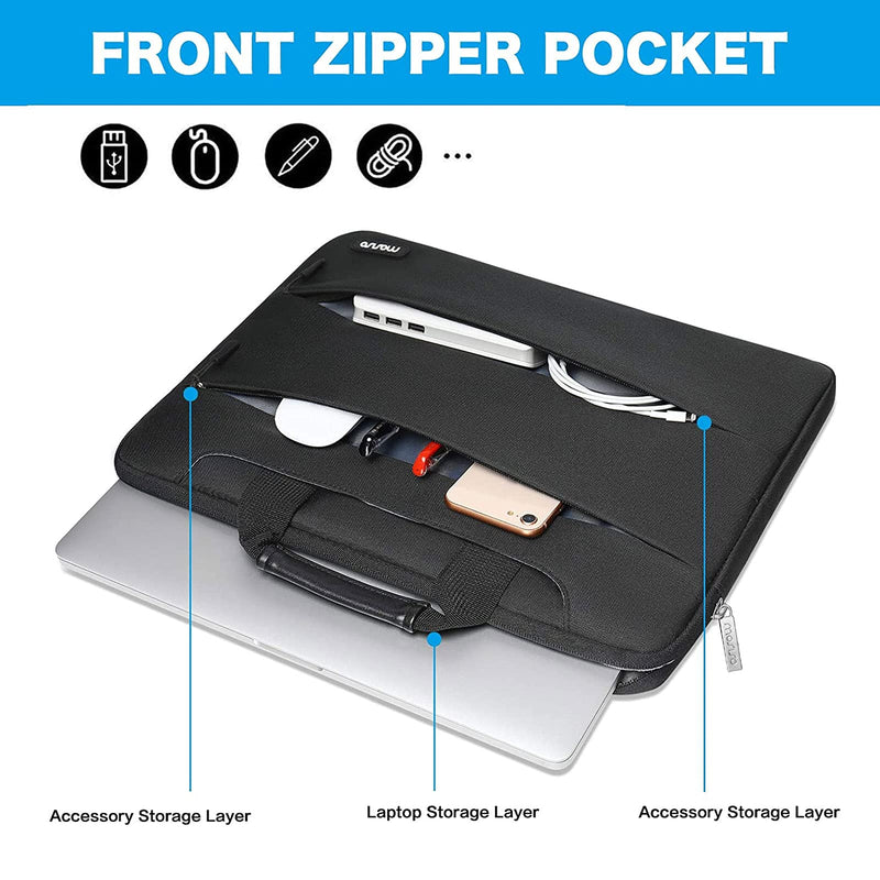 [Australia - AusPower] - MOSISO Laptop Shoulder Bag Compatible with MacBook Pro 16 inch 2021 M1 Pro/Max A2485/2019-2020 A2141/Pro 15 A1398,15-15.6 inch Notebook with 2 Horizontal Parallel Organizer Pockets&Trolley Belt, Black 