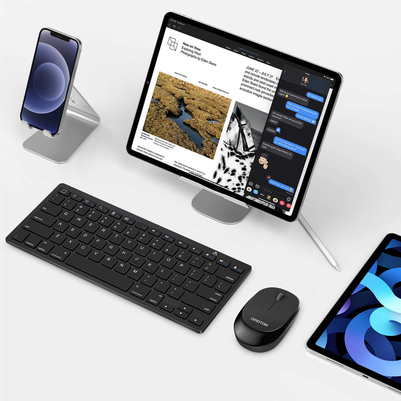 [Australia - AusPower] - OMOTON Bluetooth Keyboard and Mouse Combo, Wireless Keyboard Mouse for iPad Pro 12.9/11, iPad 9th/8th/7th Gen, iPad Air 4, All iPad (iPadOS 13 and Above), and Other Bluetooth Enabled Devices (Black) Black 