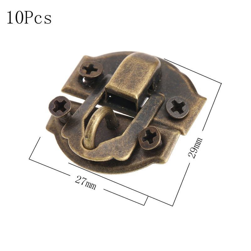 [Australia - AusPower] - Dophee 10pcs Antique Brass Decorative Hasp Jewelry Wooden Box Hasp Latch Lock with Screws 