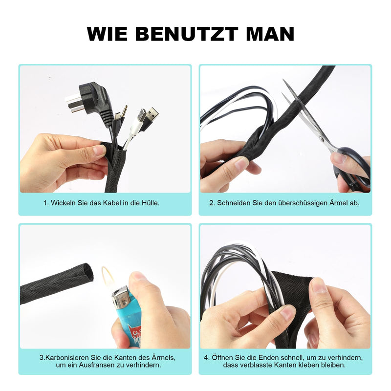 [Australia - AusPower] - AGPTEK Cable Sleeve Cover, 6.6ft - 1inch with 10 Fastening Cable Ties, Cord Management for Home Office Desk PC TV Computer Automotive Wire Loom Tubing Cord Protection Self-Wrapping, Black 1" - 6.6ft 
