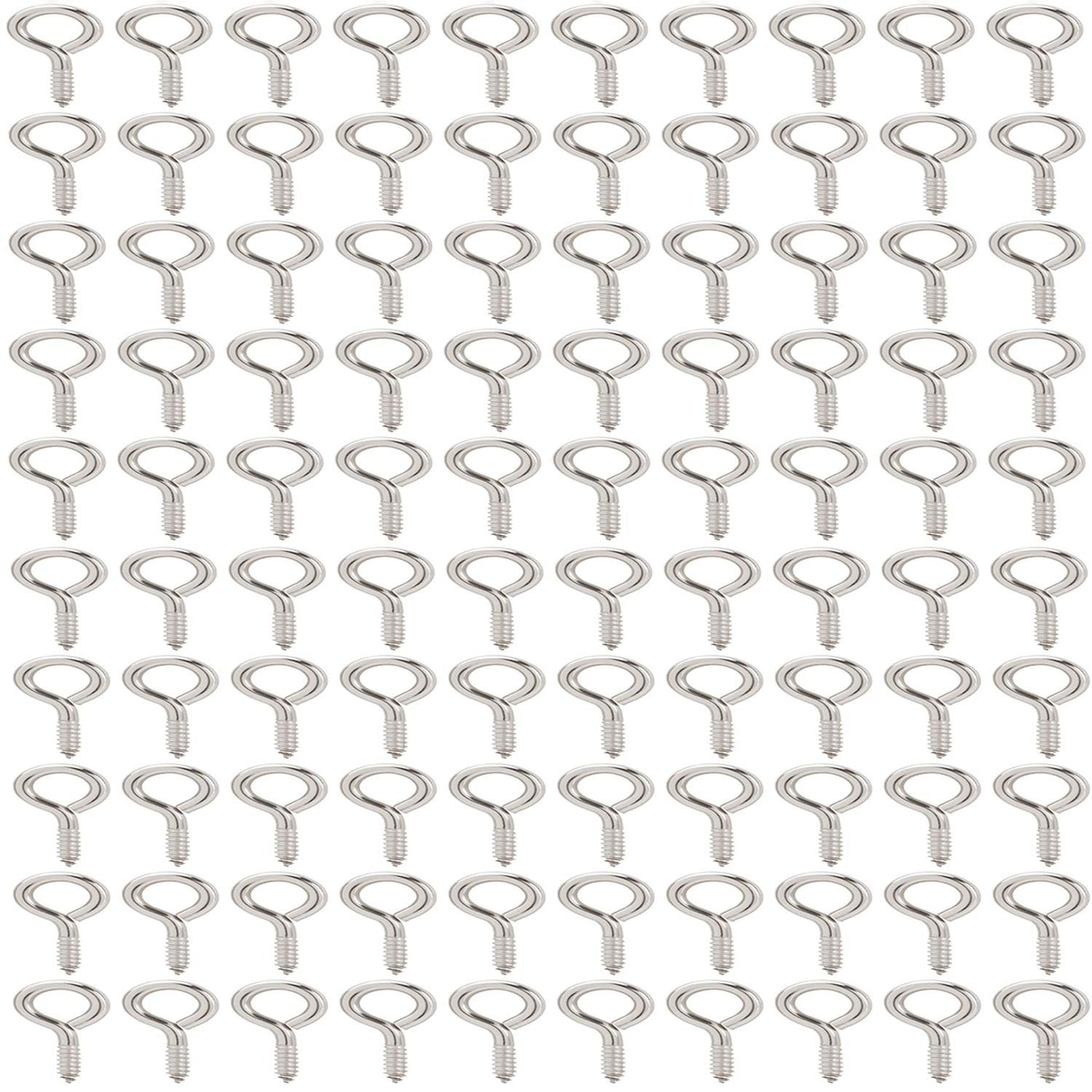 Silver 1 Inch Screw Eyes Metal Eye Hooks Small Eyelet Screws, 100 Pcs