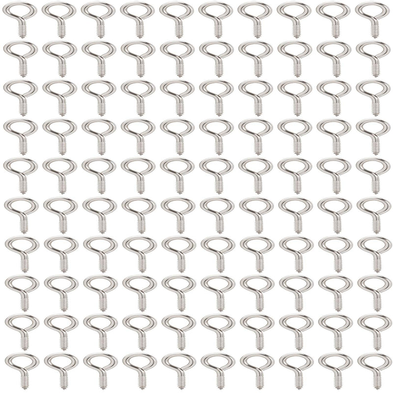 [Australia - AusPower] - Axe Sickle Silver 1 inch Screw Eyes Metal Eye Hooks Small Eyelet Screws, 100 Pcs 