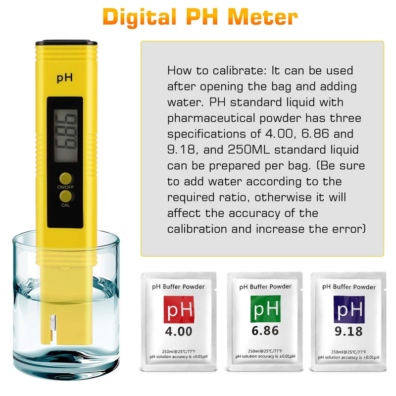 [Australia - AusPower] - PH Meter for Water Hydroponics Digital PH Tester Pen 0.01 High Accuracy Pocket Size with 0-14 PH Measurement Range for Household Drinking, Pool and Aquarium (Yellow) Yellow 