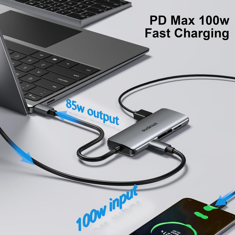 [Australia - AusPower] - USB C Hub Adapter for MacBook Pro Air M1 M2, Laptop Mac USB-C to HDMI 7 in 1 Multiport Dongle Dell XPS HP Lenovo Google Samsung Surface with 4K HDMI USB 3.0 Port 100W PD SD TF Type C Adapter ZMUIPNG 7 IN 1 USB C Hub 