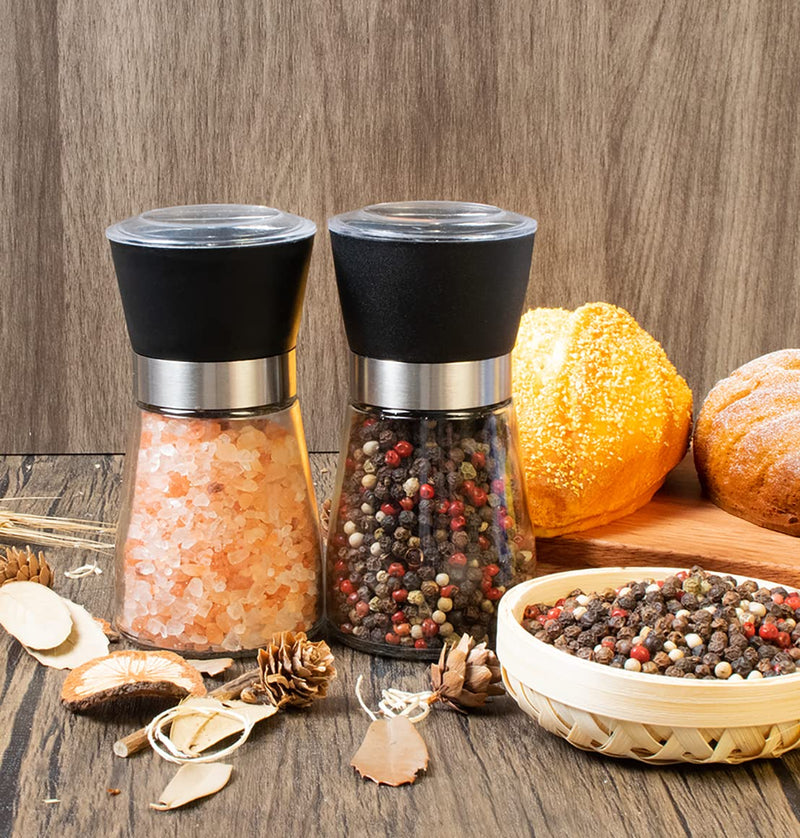 [Australia - AusPower] - ErrandsHelper Salt and Pepper Grinder Set Adjustable Coarseness and Refillable (2.5 inches x 5.1 inches) 2.5" x 5.1" 