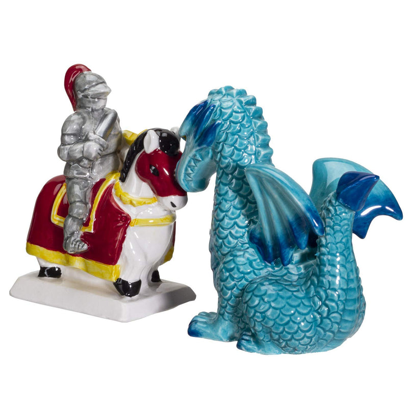 [Australia - AusPower] - Pacific Giftware Knight on Horse & Dragon Ceramic Salt and Pepper Shakers Set 