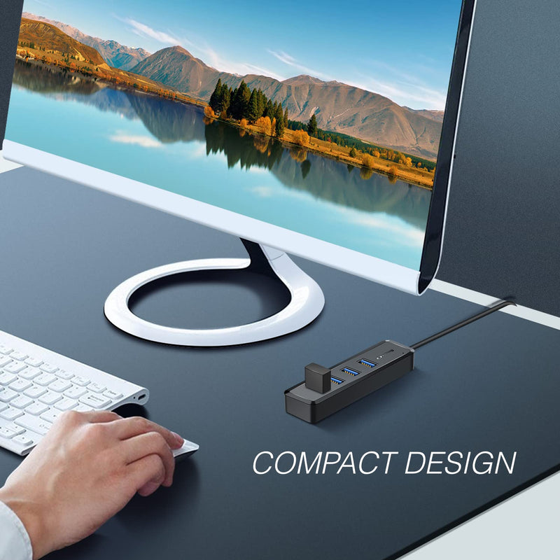 [Australia - AusPower] - SmartQ H302S USB 3.0 Hub for Laptop with 2ft Long Cable, Multi USB Port Expander , Fast Data Transfer USB Splitter for Laptop, Compatible with Windows PC, Mac, Printer, Mobile HDD Slim USB 3.0 - 2 ft 