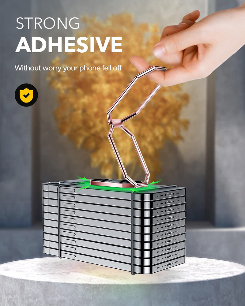 [Australia - AusPower] - 【Foldable & Adjustable】 Cell Phone Ring Holder Finger Kickstand,【Thick Case & Big Phones Friendly】 Cell Phone Holder for Hand, 【Triptych】 iPhone Ring Holder Grip,【Magnetic】 Cell Phone Grip Holder Rose Gold 
