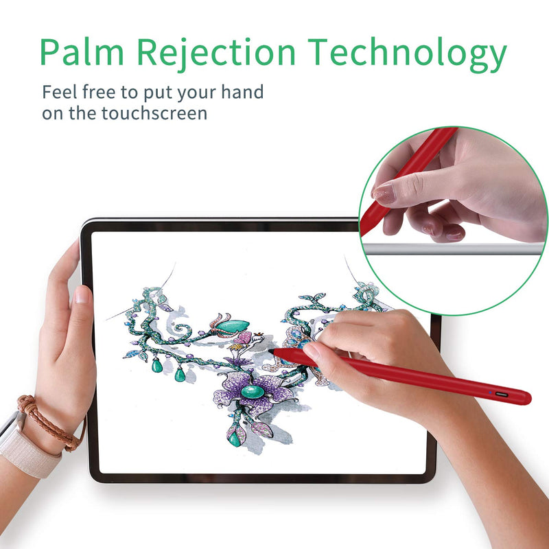 [Australia - AusPower] - 2022 iPad Air 5th/4th Generation 10.9" Stylus Pencil with Palm Rejection,1.5mm POM Fine Tip Active Pen Compatible with Apple Pencil for iPad Air 5th/4th 10.9 Inch Drawing Writing Stylus Pen Red 