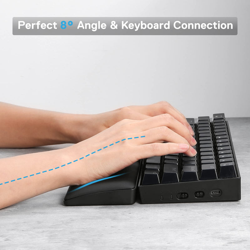 [Australia - AusPower] - Redragon P035 Meteor S Computer Keyboard Wrist Rest Pad, Ergonomic Soft Memory Foam Wrist Support w/ Anti-Slip Rubber Base, 60% 61 Keys Compact Size 11.38 x 2.87 in, 0.78 inch (20mm) Height, Black 60% Compact 