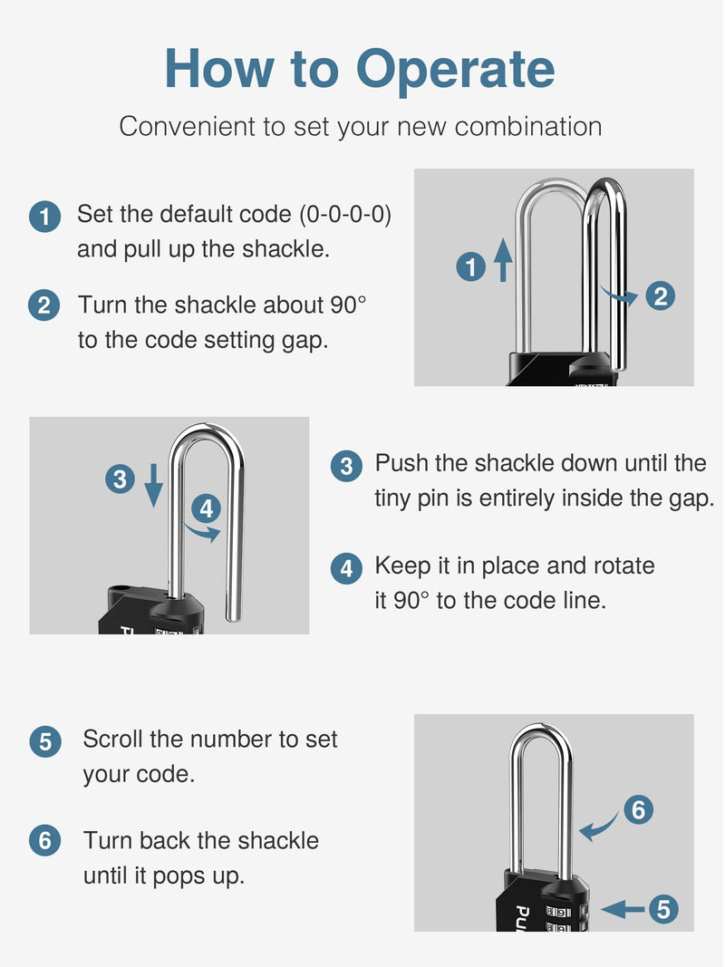 [Australia - AusPower] - Puroma 2 Pack 2.6 Inch Long Shackle Combination Lock 4 Digit Outdoor Waterproof Padlock for School Gym Locker, Sports Locker, Fence, Gate, Toolbox, Case, Hasp Storage (Black) Black 