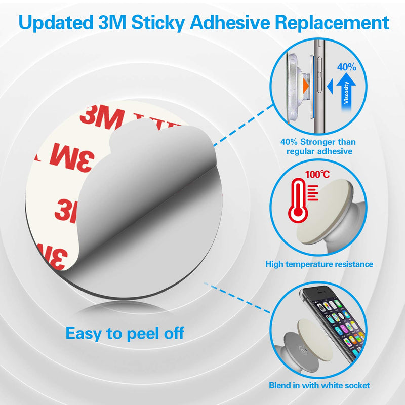 [Australia - AusPower] - 8 Pack Sticky Adhesive Replacement for Socket Stand, VOLPORT 1.4 Inch Pops 3M Circle Heat Resistant Double Sided Clear White High Bond Tape Extra Strong Removable Sticker Pad for Phone Grip Holder 