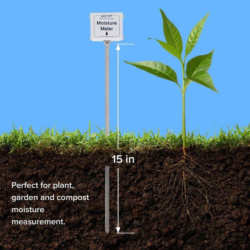 [Australia - AusPower] - REOTEMP Garden and Compost Moisture Meter (15 Inch Stem), Garden Tool Ideal for Soil, Plant, Farm and Lawn Moisture Testing 15 Inch Stem 