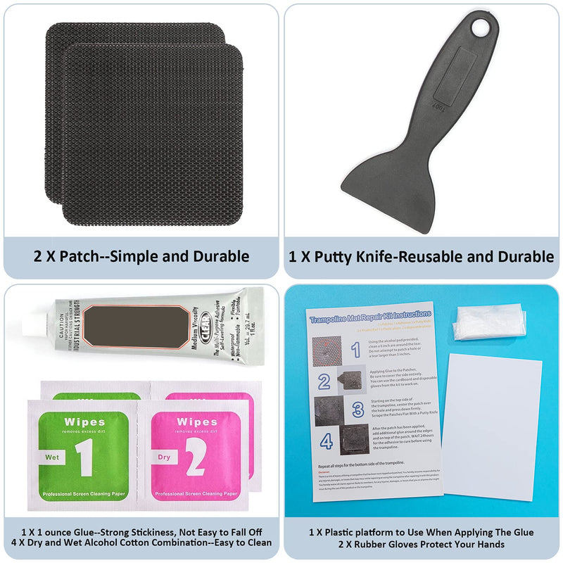 [Australia - AusPower] - ifeolo Trampoline Patch Repair Kit 4"X 4" Square On Patches | Repair Trampoline Mat Tear or Hole in a Trampoline Mat 2 Piece 