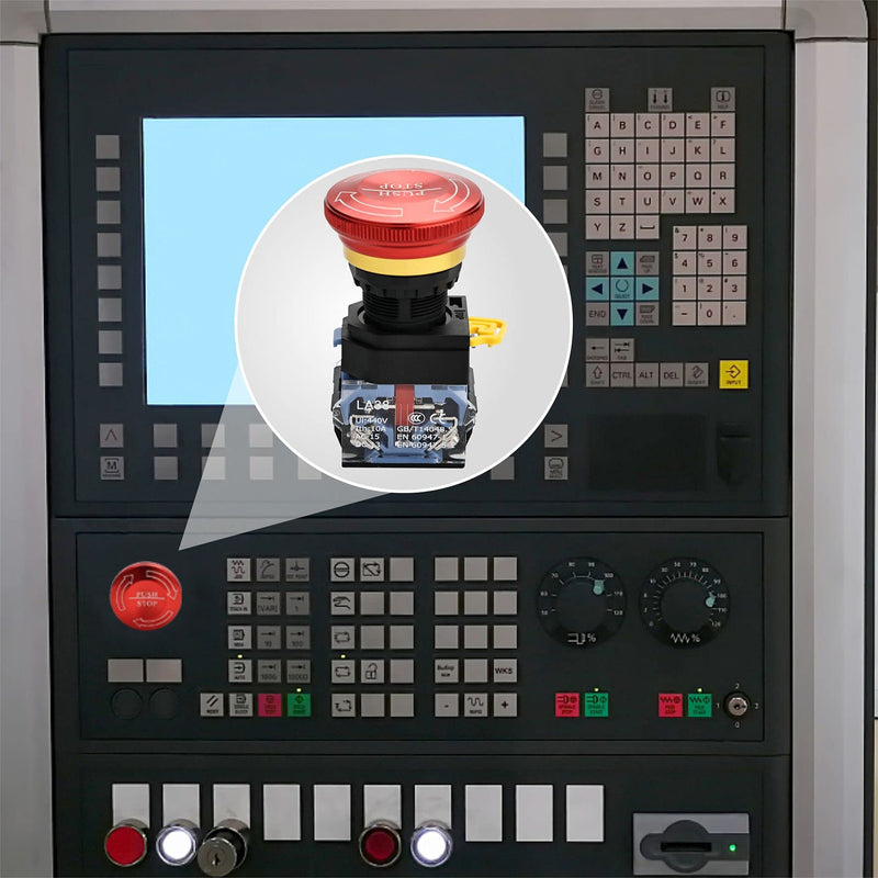 [Australia - AusPower] - APIELE 22mm 1NO 1NC Red Metal Head Mushroom Emergency Stop Push Button Switch 600V 10 Amp (Type A) TYPE A ( Metal Head) 