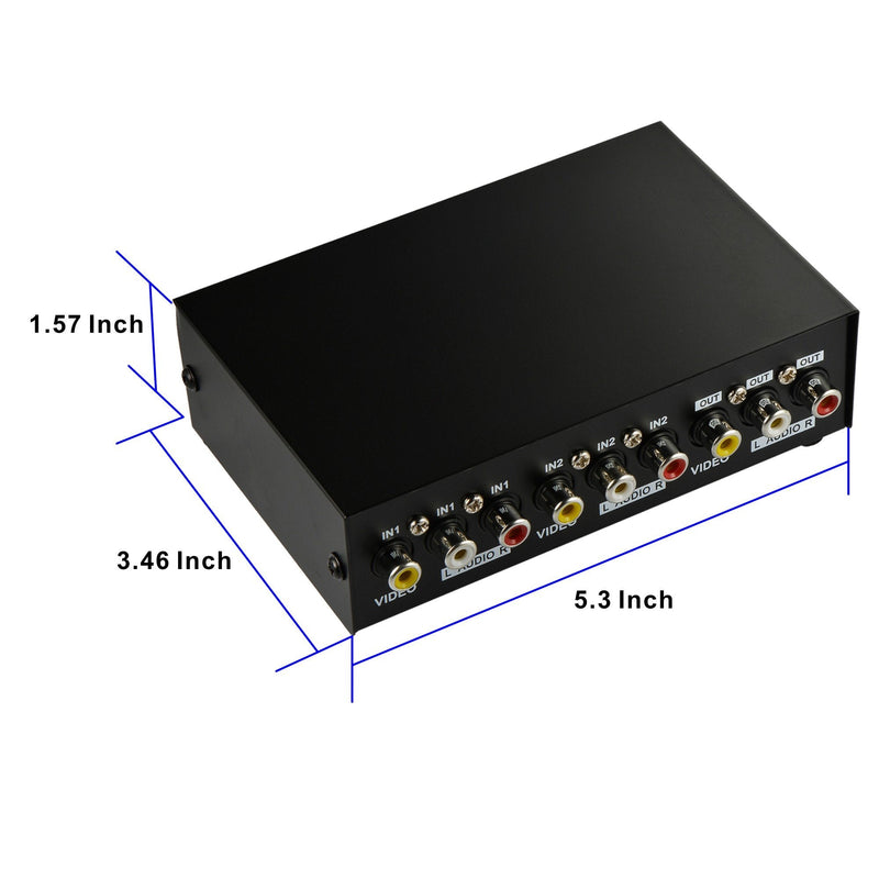 [Australia - AusPower] - Optimal Shop 2 Way AV Switch RCA Switcher 2 in 1 Out Composite Video L/R Audio Selector Box for DVD STB Game Consoles-Black 