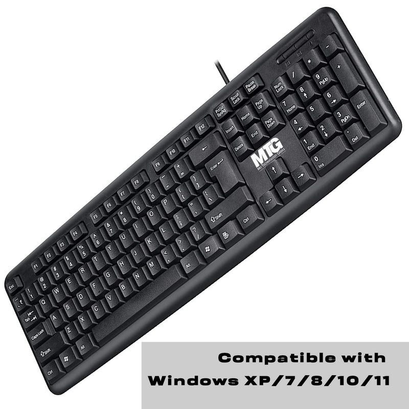 [Australia - AusPower] - MTG Full Size Wired Computer Keyboard, with 5ft USB-A Cable, 104-keys, Foldable Legs and noiseless Key, Compatible with PC, Laptop and Windows 7/8/10/11 