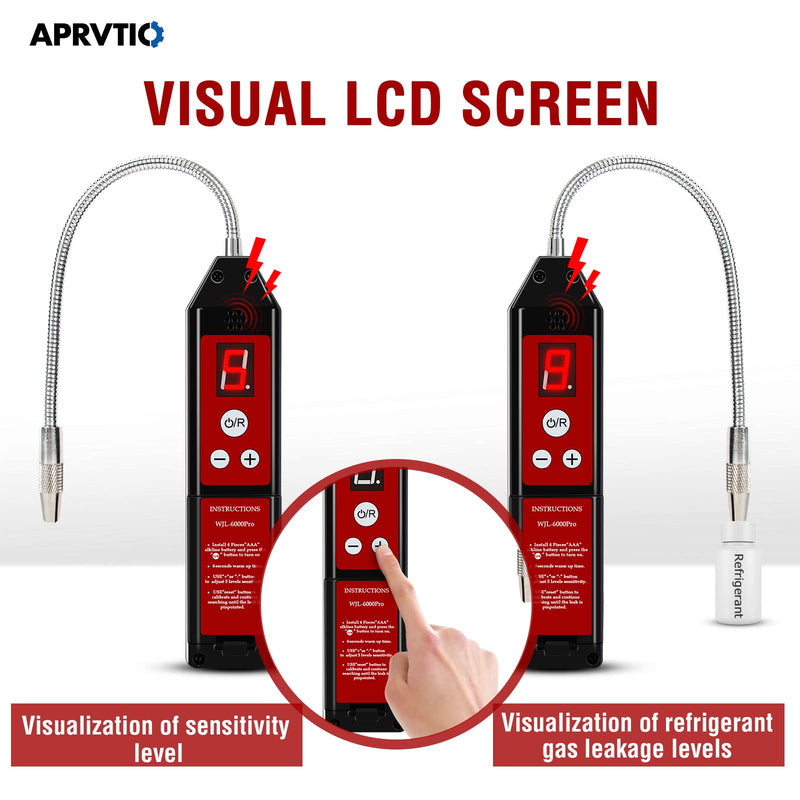 [Australia - AusPower] - Refrigerant Leak Detector HVAC, Aprvtio WJL-6000Pro Freon Leak Detector Freon Sniff Halogen Gas Leak Detector, Higher Sensitivity(up to 0.14oz/yr) R22 R410A R134A R1234YF CFCs HCFCs HFCs 