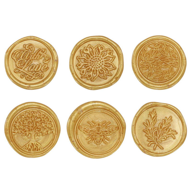 [Australia - AusPower] - Wax Seal Stamp Set,Yoption 6 Pieces Plant Series Sealing Wax Stamp Heads + 1 Wooden Hilt, Vintage Seal Wax Stamp Kit with Gift Box (Sunflower+Tree of Life+Bee+with Love+Rosemary+Leaves) Botanical Set 