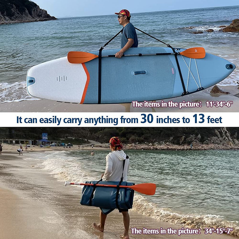 [Australia - AusPower] - Kolti Paddle Board Carry Strap, Adjustable Heavy-Duty SUP Carrying Support Strap for Surfboard Stand Up Paddleboard Canoe Longboard Carry Belt Paddle Board Accessories Black 